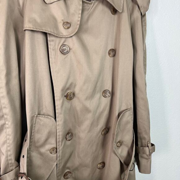 Hill and Archer for Men Vintage Size 42R Double Breasted Long Trench Coat Khaki - Picture 11 of 15